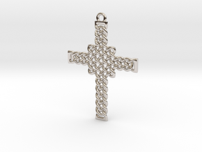 Celtic Knot Cross Pendant in Rhodium Plated Brass: Small