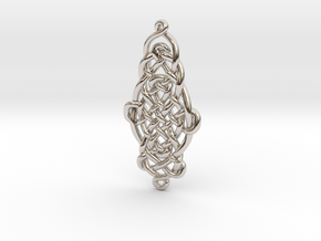 Raindrop Celtic Knot Pendant 20mm in Rhodium Plated Brass