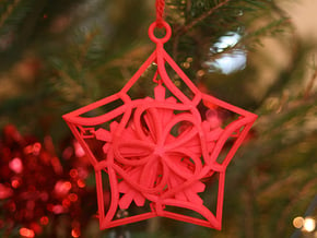 Captured Snowflake - Christmas Ornament in Red Processed Versatile Plastic