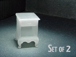 1:48 Queen Anne Nightstand, with shelves in Smooth Fine Detail Plastic