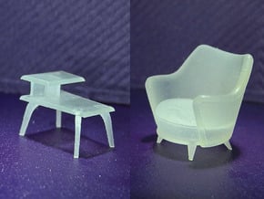1:48 Moderne Tub Chair Set in Smooth Fine Detail Plastic