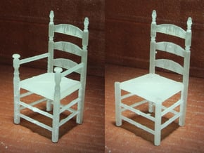 1:48 Pilgrim's Slat Back Chairs in Smooth Fine Detail Plastic