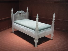 1:48 Queen Anne Twin Bed in Tan Fine Detail Plastic