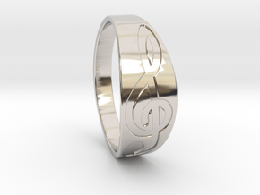 Size 11 M G-Clef Ring Engraved in Rhodium Plated Brass