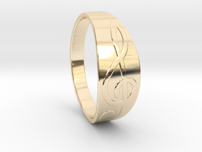Size 8 M G-Clef Ring  in 14k Gold Plated Brass