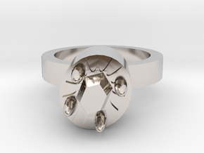 Tiger Woman Ring 20x20 Mm in Rhodium Plated Brass