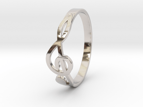 Size 8 G-Clef Ring  in Rhodium Plated Brass