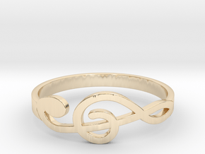 Size 9 G-Clef Ring  in 14k Gold Plated Brass