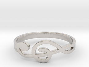 Size 9 G-Clef Ring  in Rhodium Plated Brass