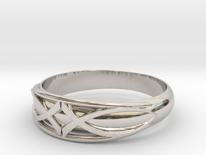 Size 6 L Ring  in Rhodium Plated Brass