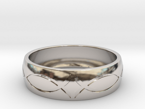 Size 10 Ring engraved in Rhodium Plated Brass