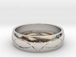 Size 8 Ring engraved in Rhodium Plated Brass
