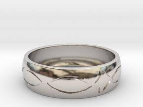 Size 7 Ring engraved in Rhodium Plated Brass