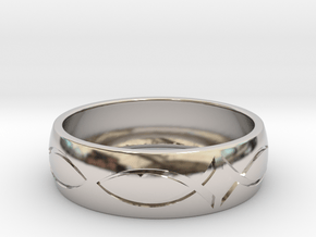 Size 6 Ring engraved in Rhodium Plated Brass
