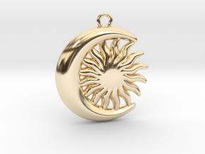 Sun&Moon Pendant L in 14k Gold Plated Brass