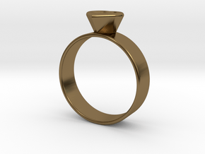 Ring with heart in Polished Bronze