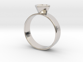Ring with heart in Rhodium Plated Brass