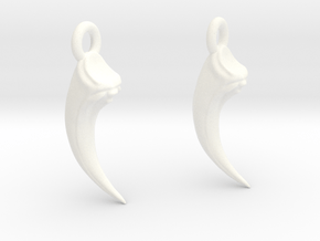Talon Earings (pair) in White Processed Versatile Plastic