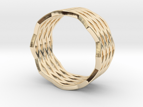 "Urban Grid" Ring in 14k Gold Plated Brass