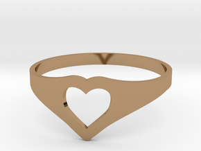 Negative Space Heart Ring (Sz 6) in Polished Brass