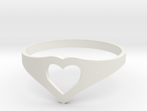 Negative Space Heart Ring (Sz 6) in White Natural Versatile Plastic