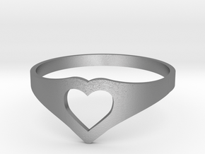 Negative Space Heart Ring (Sz 6) in Natural Silver