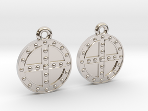 RoundShield Earrings in Rhodium Plated Brass