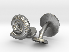 Ammonite Cufflinks in Natural Silver