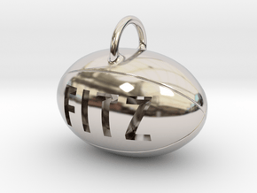 Personalize-able Rugby Ball Pendant in Rhodium Plated Brass