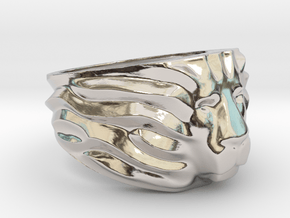 Lion's Head Ring in Rhodium Plated Brass