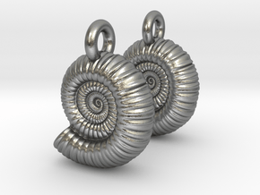 Ammonite Earings (pair) in Natural Silver