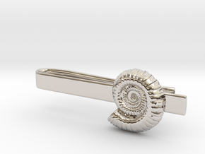 Ammonite Tie Bar in Rhodium Plated Brass