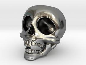 Skull Keychain in Polished Silver