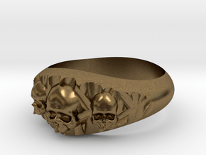 Cutaway Ring With Skulls Sz 13 in Natural Bronze