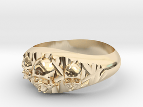 Cutaway Ring With Skulls Sz 8 in 14k Gold Plated Brass