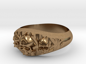 Cutaway Ring With Skulls Sz 9 in Natural Brass