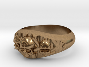 Cutaway Ring With Skulls Sz 10 in Natural Brass