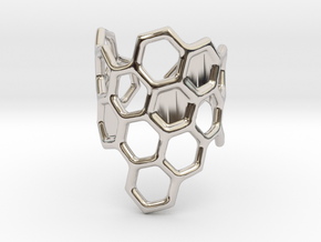 Honeycomb Ring in Rhodium Plated Brass
