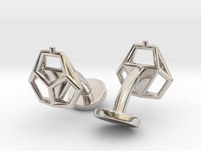 Asp mkII Wireframe Cufflinks in Rhodium Plated Brass