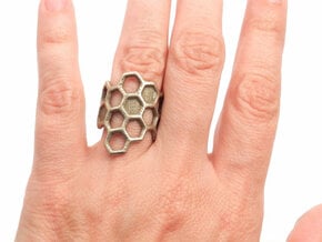 Honeycomb Ring in Polished Bronzed Silver Steel