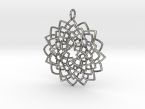 Mandala Flower Necklace in Natural Silver
