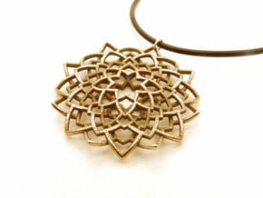 Mandala Flower Necklace in Polished Bronzed Silver Steel