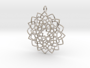 Mandala Flower Necklace in Rhodium Plated Brass