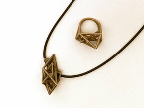 Angular Complexity Necklace in Polished Bronzed Silver Steel