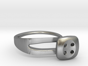 Button Ring Modern in Natural Silver
