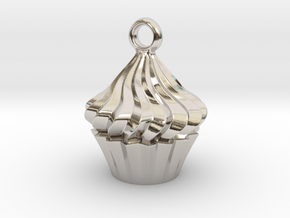 Cupcake Pendant in Rhodium Plated Brass