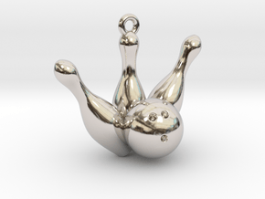 Bowling Pendant in Rhodium Plated Brass