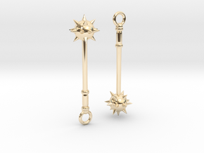 Spiked Mace Earrings in 14k Gold Plated Brass