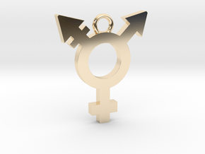 Transgender Pendant in 14k Gold Plated Brass