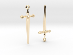 Dagger Earrings01 in 14k Gold Plated Brass